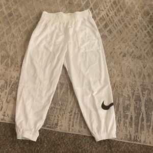 Nike Kids White Sweatpants with Black Logo